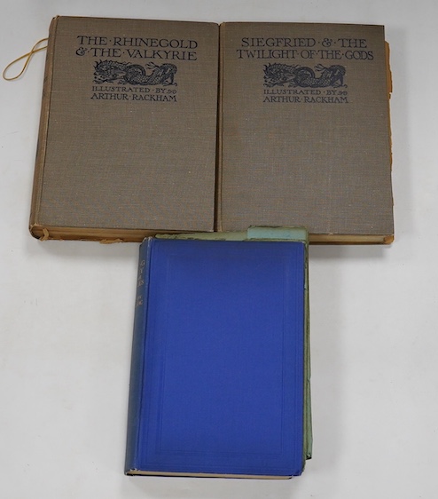 Wagner, Richard - The Ring of the Niblung. 2 vols. (The Rhinegold and The Valkyrie; Siegfried and the Twilight of the Gods). With illustrations by Arthur Rackham. Translated by Margaret Armour. pictorial titles, 64 colou